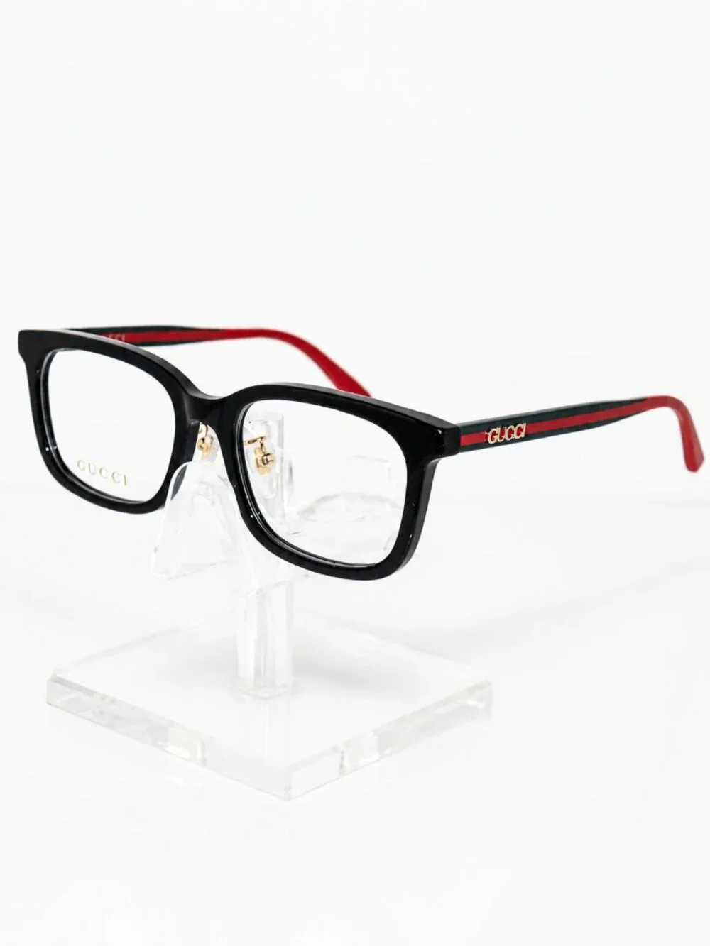 New Gucci Unisex Black & Red Square Eyeglasses 50-17-135 Designer Frames